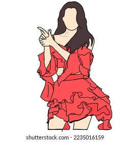 Illustration vector of  fashion stage. idols of Koreans performing. female fashion idol. female singer who is singing wearing beautiful clothes