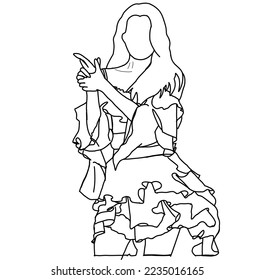 Illustration vector of  fashion stage. idols of Koreans performing. female fashion idol. female singer who is singing wearing beautiful clothes