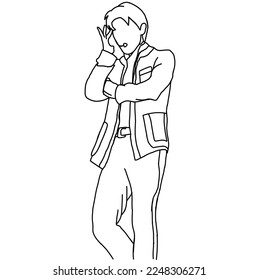 Illustration vector of  fashion stage. idols of Koreans performing. male fashion idol. male singer who is singing wearing perfect clothes