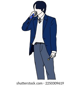 Illustration vector of  fashion stage. idols of Koreans performing. male fashion idol. male singer who is singing wearing perfect clothes