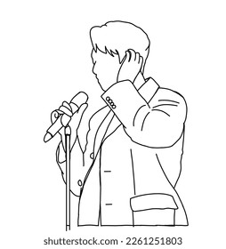 Illustration vector of  fashion stage. idols of Koreans performing. male fashion idol. male singer who is singing wearing perfect clothes