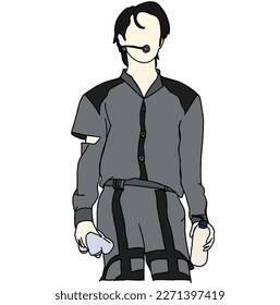 Illustration vector of  fashion stage. idols of Koreans performing. male fashion idol. male singer who is singing wearing perfect clothes