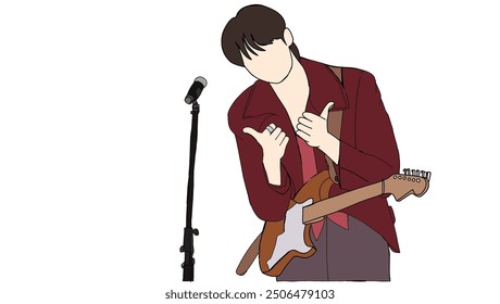 Illustration vector of fashion stage. idols of Koreans performing. male fashion idol. male singer who is singing wearing perfect clothes