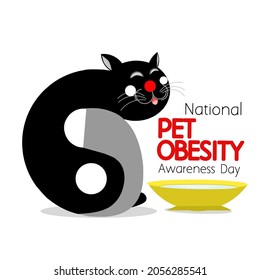 Illustration vector of fat cat with background, good for poster or template of National Pet Obesity Awareness Day