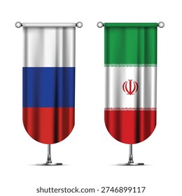 Illustration Vector Featuring IRAN and RUSSIA Identities with IRAN and RUSSIA Flags