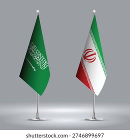 Illustration Vector Featuring IRAN and SAUDI ARABIA Identities with IRAN and SAUDI ARABIA Flags