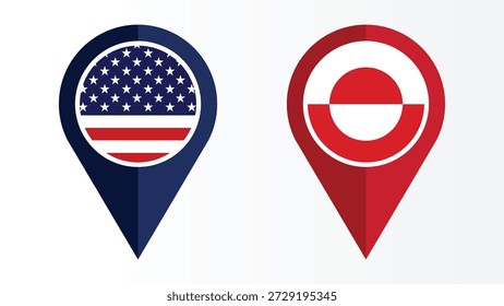 Ilustração vetorial com identidade dos EUA e da Groenlândia