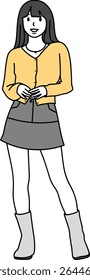 Illustration vector female in casual look, drawing cartoon avatar woman, cute model lady, people, beautiful, idol