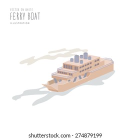 Illustration vector Ferry Boat on white background flat style.