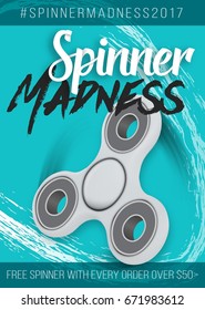 Illustration of Vector Fidget Spinner Banner. Realistic Hand Spinner Modern Colorful Sale Banner Template