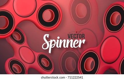 Illustration of Vector Fidget Spinner Banner. 3D Realistic Modern Relaxation Spinning Gadget Banner