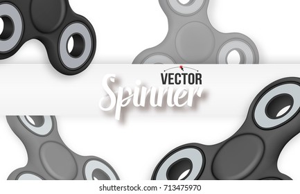 Illustration of Vector Fidget Spinner Banner. 3D Realistic Modern Relaxation Spinning Gadget Banner