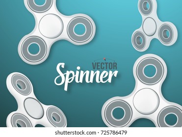 Illustration of Vector Fidget Spinner Banner. 3D Realistic Modern Relaxation Spinning Gadget Banner
