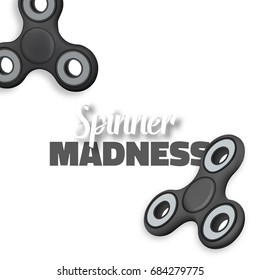 Illustration of Vector Fidget Spinner Gadget Icon. Realistic Spinning Toy Hand Spinner Isolated with Spinner Madness Lettering