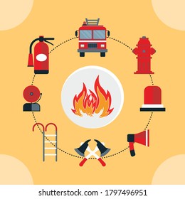 Illustration vector of firefighter equipment