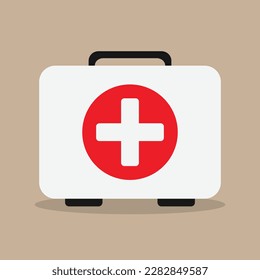 Illustration vector of first aid kit with flat design style,shadow and white background.Perfect for element graphic in poster,flyer,banner,infographic and animation at hospital and pharmacy.