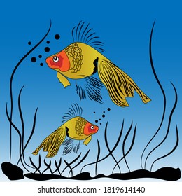 illustration vector fish in the aquarium. eps 10