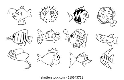Illustration Vector of Fish Isolated on White Background