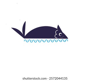 Illustration of vector fish swimming on water