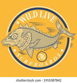 Illustration vector fish with text