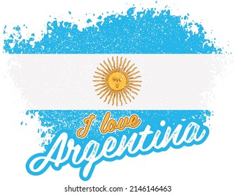 illustration of vector flag with text (I love Argentina)