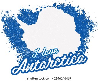 illustration of vector flag with text (I love antarctica)