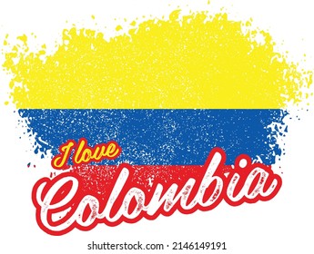 illustration of vector flag with text (I love Colombia)