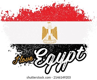 illustration of vector flag with text (I love egypt)