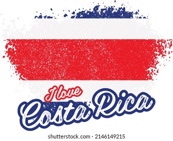 illustration of vector flag with text (I love costa rica)