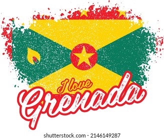 illustration of vector flag with text (I love Grenada)