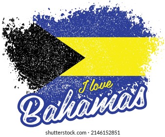 illustration of vector flag with text (I love Bahamas)