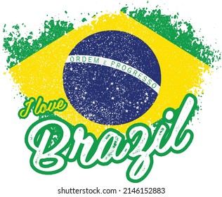 illustration of vector flag with text (I love Brazil)