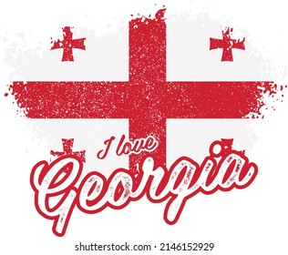 illustration of vector flag with text (I love Georgia)