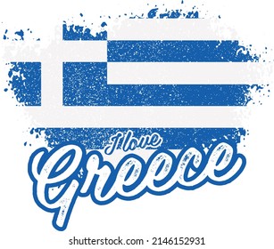 illustration of vector flag with text (I love Greece)