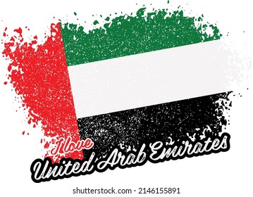 illustration of vector flag with text (I love United Arab Emirates)
