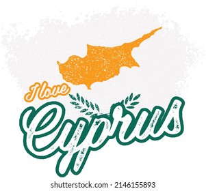 illustration of vector flag with text (I love Cyprus)