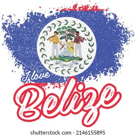 illustration of vector flag with text (I love Belize)