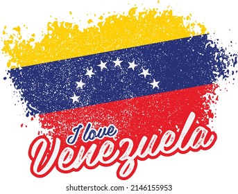 ilustración de la bandera vectorial con texto (me encanta venezuela)