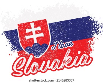 illustration of vector flag with text (I love Slovakia)