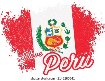 illustration of vector flag with text (I love Peru)