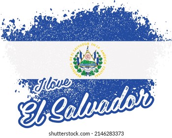 illustration of vector flag with text (I love El Salvador)