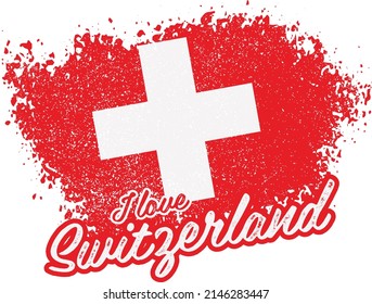 illustration of vector flag with text (I love Switzerland)