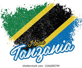 illustration of vector flag with text (I love tanzania)