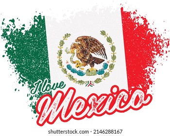 illustration of vector flag with text (I love mexico)