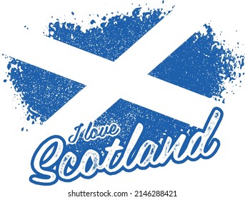 illustration of vector flag with text (I love scotland)