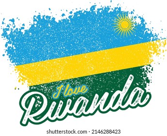 illustration of vector flag with text (I love Rwanda)