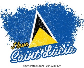 ilustración de la bandera vectorial con texto (me encanta saint lucia)