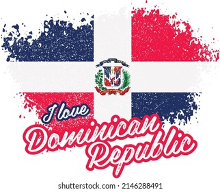 illustration of vector flag with text (I love Dominican Republic)