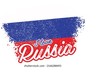 illustration of vector flag with text (I love Russia)