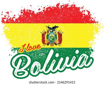 illustration of vector flag with text (I love Bolivia)